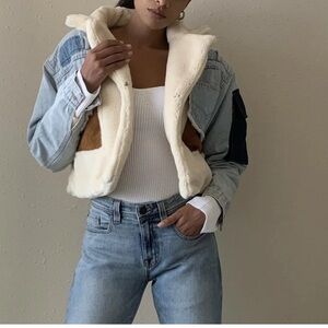 Bida Faux shearling Denim Crop Jacket